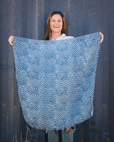 lightweight scarf, scarf with tassels, blue scarf, summer scarf, geometric scarf